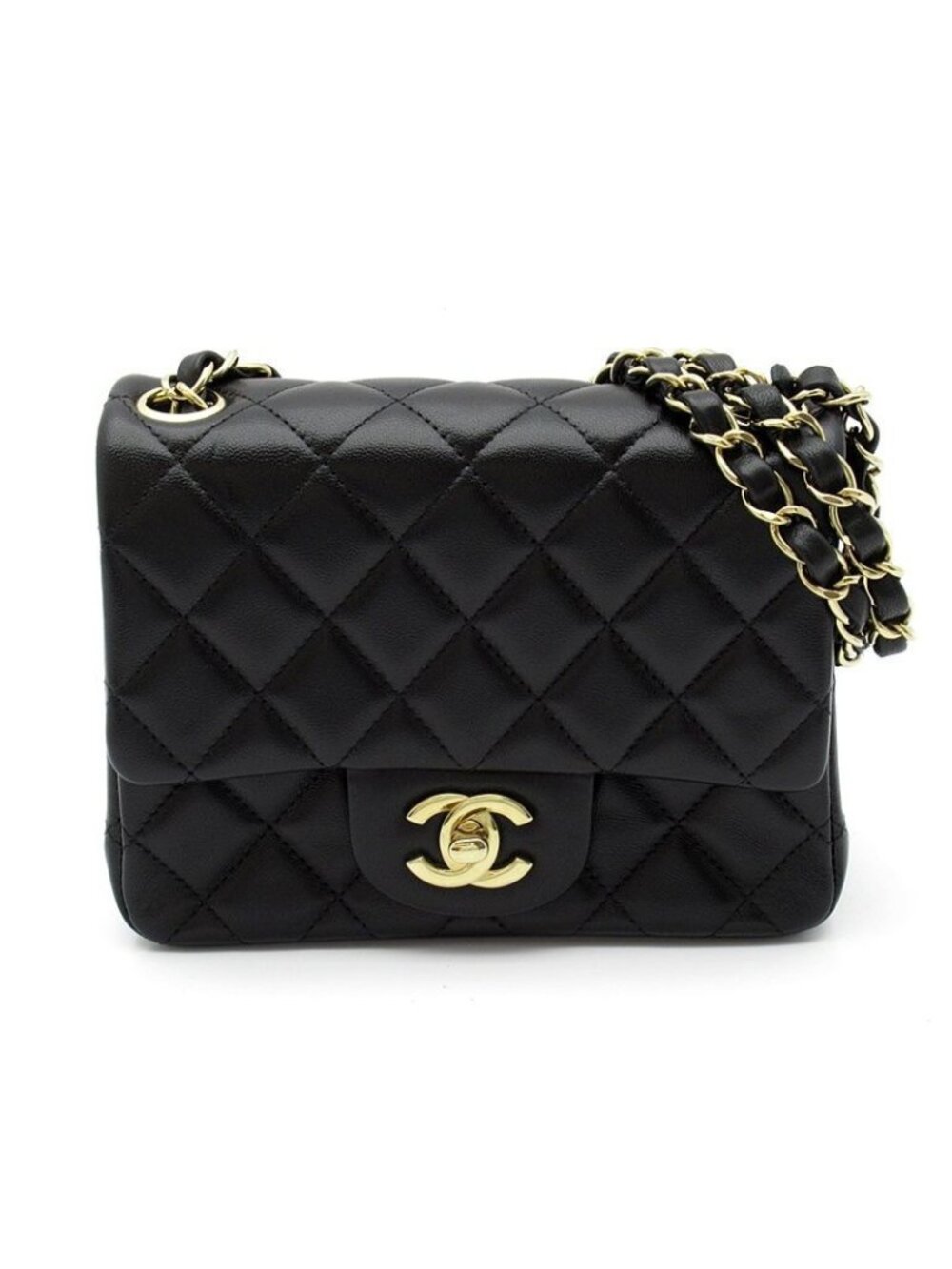 Chanel Mini Quilted Chain Shoulder Bag Caviar Leather Black